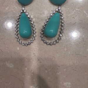 Lele Sadoughi Blue and Silver Teardrop Earrings with Crystal Accents